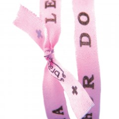 Baby Pink Brazilet with Black Text | Brazilian Wish Bracelet